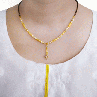 MN23 Daphne Handmade Golden Black Beads Mangalsutra Chain for Women