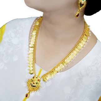 NA40 Daphne Traditional Long Golden Toned Ginni Necklace Set for Women