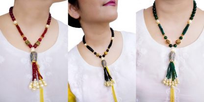 NA4789 Daphne Spectacular Handmade Multicolour Beaded Tassel Necklace For Karva Chauth Special