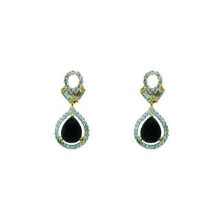 ZE95 Daphne Premium Black Zircon Flora Leaf Golden Plated Earrings For Karva Chauth Special