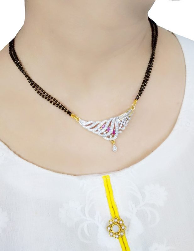 ZM25P Daphne Stylish Indian Bollywood Pink Zircon Mangalsutra Gift For Wife