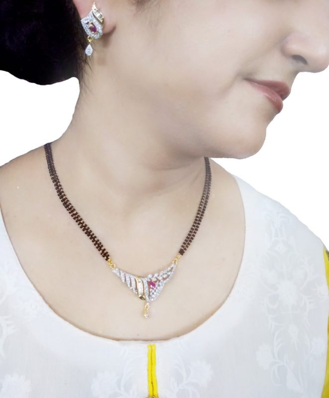 ZM27 Daphne Stylish Indian Bollywood Zircon Mangalsutra Set Gift For Wife