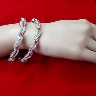 B20 Daphne Party Wear Pinkish Ruby Shade Stone Studded Bangles For Diwali Special