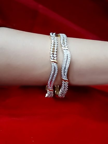 B23 Daphne Fashionable Zircon Glitter Curved Bangles For Deepawali Special-Side view