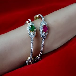 B49 Daphne Party Wear Emerald And Ruby Shade Stone Studded Bangles for Christmas Celebration