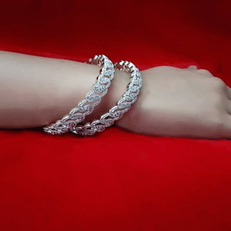 B7 Daphne Glamourous Style Silvery Bangles Wedding Wear