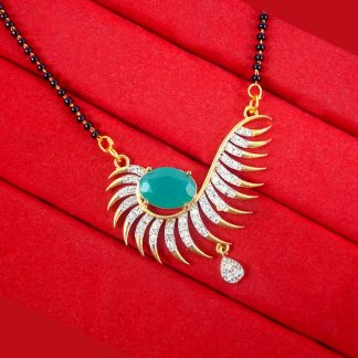 HC72 Daphne Stylish Emerald Shade Zircon Mangalsutra For KarvaChauth