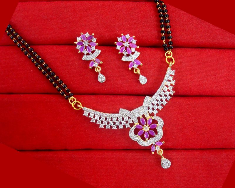 HC81 Daphne Handmade Pink Flora Mangalsutra Set For KarvaChauth Special