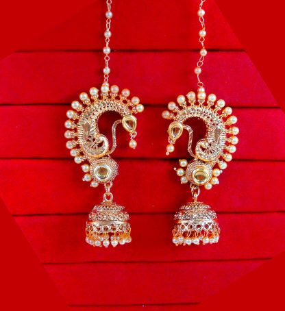 JM84 Daphne Bollywood Designer Golden Jhumki With beautiful Peacock design