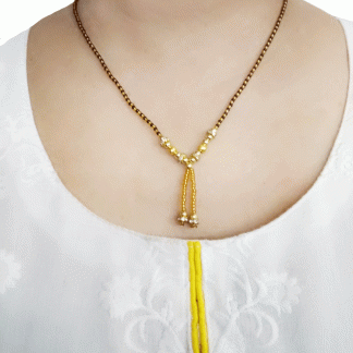 MN12 Daphne Indian Beautiful Black and Golden Beaded Mangalsutra For Karva Chauth Special