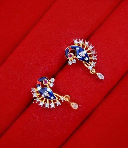 MS711B Daphne Zircon Peacock Meenakari earrings for Women, Gift for Wife