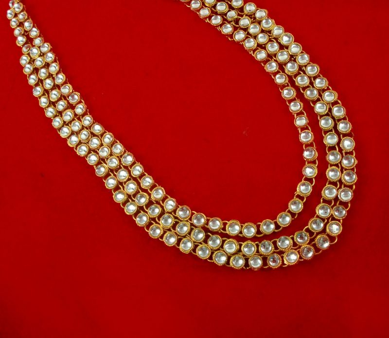 NA60 Traditional Three Line Kundan Necklace For Women