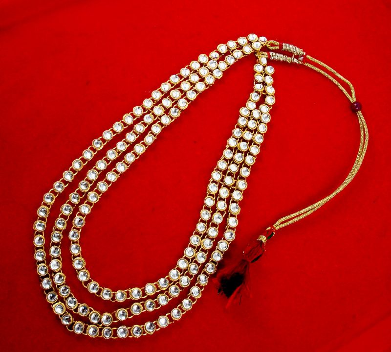 NA60 Traditional Three Line Kundan Necklace For Women 