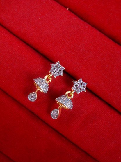 PN73 Daphne Jhumki Designer Zircon Tiny Earrings For Deepawali