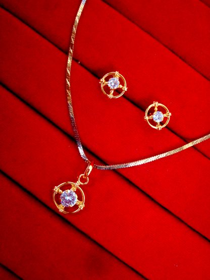 PN76 Daphne Round Cute Tiny Pendant Earring Set For Deepawali