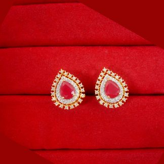 ZE96 Daphne Queen Zircon and Ruby Shade Studded Earrings