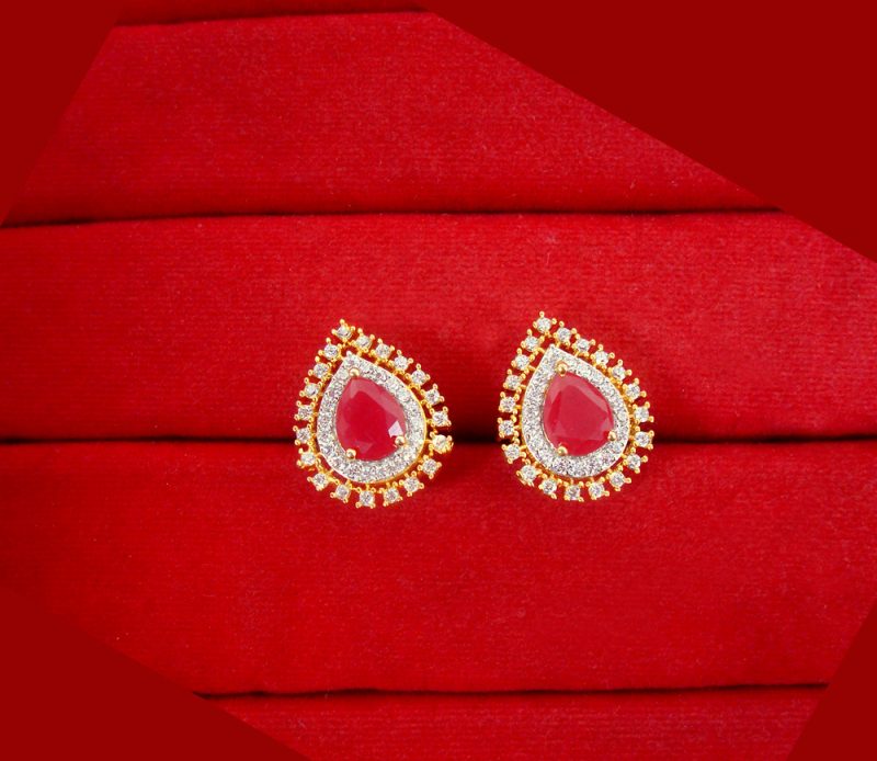 ZE96 Daphne Queen Zircon and Ruby Shade Studded Earrings