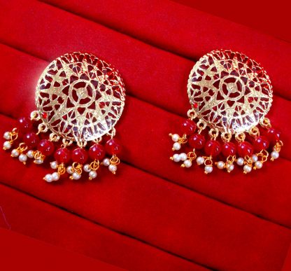 BA32 Daphne Round Patiala Traditional Meeanakari Handmade Earrings with Onyx for Girls