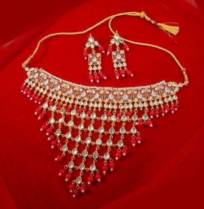 NA61 Daphne Punjabi Wedding Maroon Meena Work Choker Set For Women