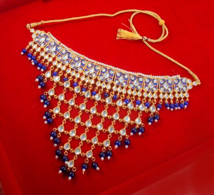 NA62 Daphne Traditional Rajasthani Style Indigo Shades Choker Set For Women necklace