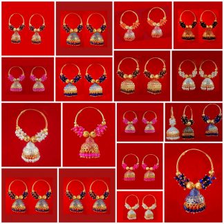 BA514 Daphne Trending Golden Colorful Jhumka Bali Party Wedding Wear