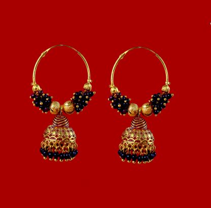 BA51Z Daphne Trending Black Daphne Trending Golden Colorful Jhumka Bali Party Wedding Wear