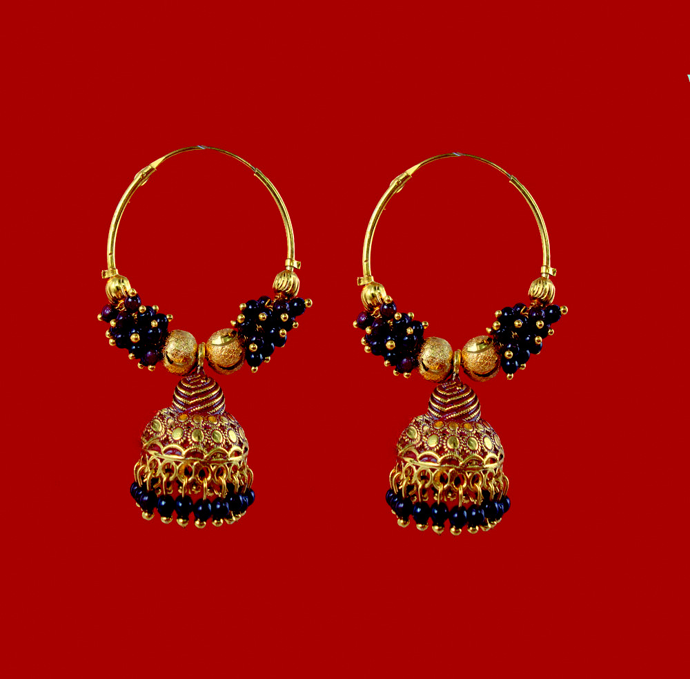 BA51Z Daphne Trending Black Daphne Trending Golden Colorful Jhumka Bali Party Wedding Wear