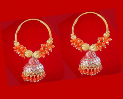BA51O Daphne Trending Orange Golden Colorful Jhumka Bali Party Wedding Wear