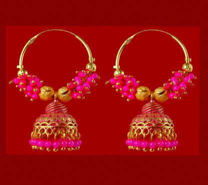 BA51P Daphne Trending Pink Golden Colorful Jhumka Bali Party Wedding Wear