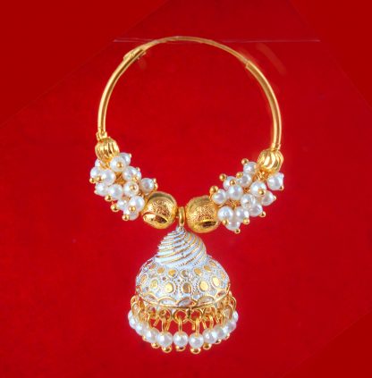 BA51W Daphne Trending White Golden Colorful Jhumka Bali Party Wedding Wear