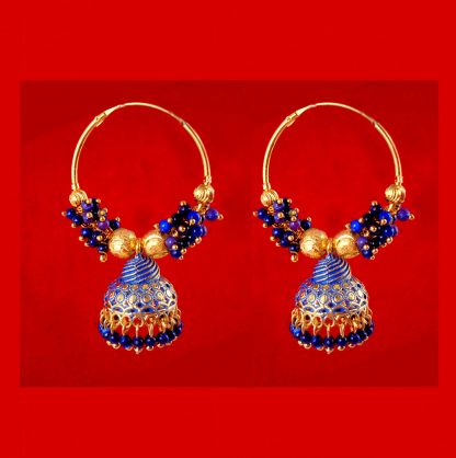 BA51Z Daphne Trending Blue Golden Colorful Jhumka Bali Party Wedding Wear