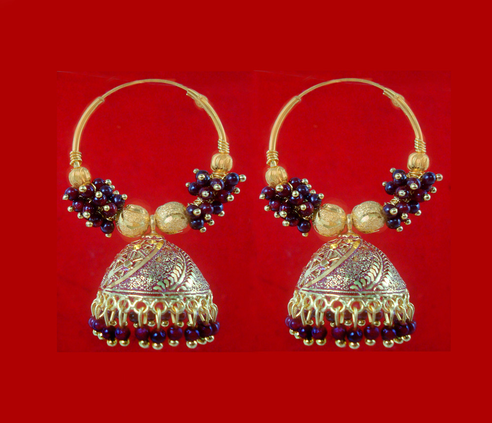 BA52D Daphne Trending Brown Golden Colorful Jhumka Bali Party Wedding Wear