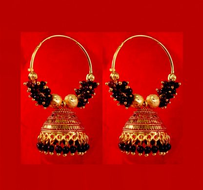 BA53B Daphne Trending Black Golden Colorful Jhumka Bali Party Wedding Wear