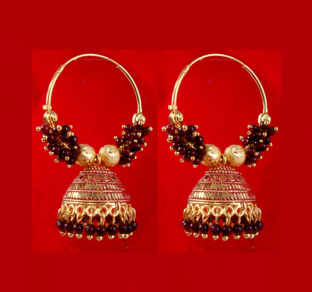 BA53D Daphne Trending Brown Golden Colorful Jhumka Bali Party Wedding Wear