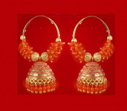 BA53O Daphne Trending Orange Golden Colorful Jhumka Bali Party Wedding Wear