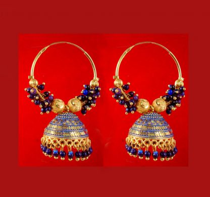 BA53Z Daphne Trending Blue Golden Colorful Jhumka Bali Party Wedding Wear