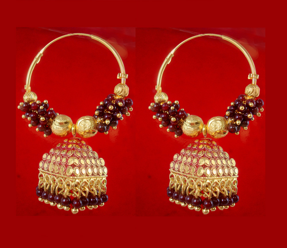 BA54D Daphne Trending Brown Golden Colorful Jhumka Bali Party Wedding Wear