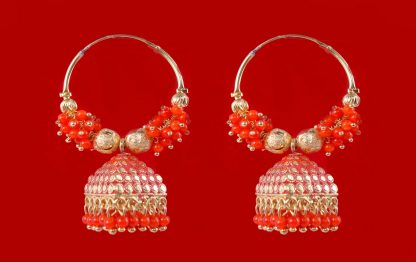 BA54O Daphne Trending Orange Golden Colorful Jhumka Bali Party Wedding Wear