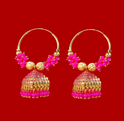 BA54P Daphne Trending Pink Golden Colorful Jhumka Bali Party Wedding Wear