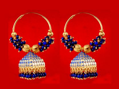 BA54Z Daphne Trending Blue Golden Colorful Jhumka Bali Party Wedding Wear