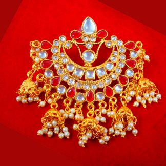 JM87 Daphne Gold Plated Red Ethnic Traditional Handmade Jhumki For Women