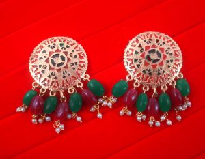 BA37 Daphne Round Patiala Traditional Meenakari Handmade Earring With Onyx For Girls