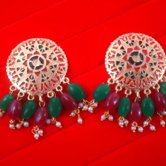 BA37 Daphne Round Patiala Traditional Meenakari Handmade Earring With Onyx For Girls