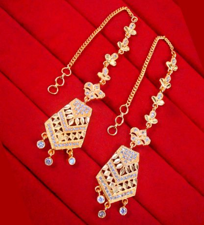 EK14 Daphne Newly Launched Designed Polygon Shape Golden Earring For Wedding .