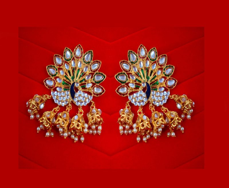 JH17 Daphne BollYwood Kajol Style Multi color Peacock Jhumka