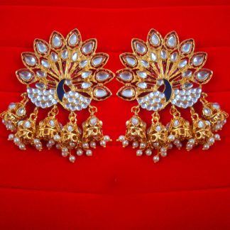 JH18 Daphne BollYwood Kajol Style Red Peacock Jhumka