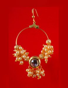 JH23 Daphne LightWeight Golden Jhumki With Small Pearls For Woman 
