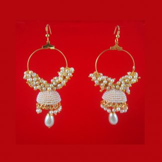 JH24 Daphne Classy White Light Weighted Pearl Drop Jhumki For Woman