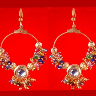 JH26 Daphne Golden Loop LightWeight Multicolor Jhumki For Party Wear