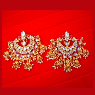 JM95 Daphne Gold Plated Pink Ethnic Traditional Handmade Jhumki For Women